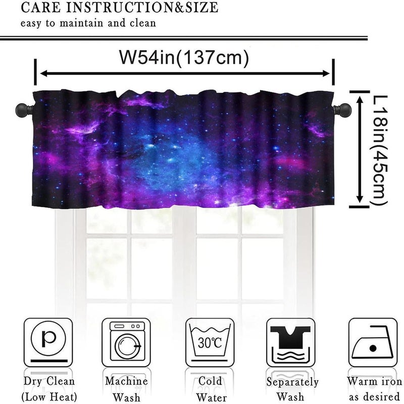 AAVEUP Galaxy Valance Curtain for Kids Room Universe Beautiful Blue Purple Meteor Solar System Planet Outer Space Window Treatment Valances Curtains for Boys Living Room Bedroom Nursery 54x18In - Image 3